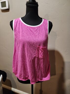 Victoria's Secret Hot Pink Tank with White Trim and Pocket